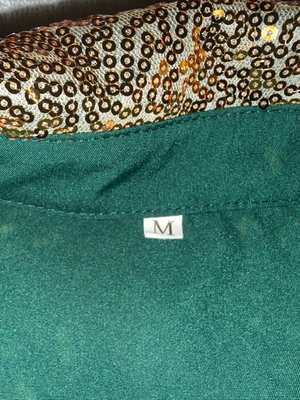 Green Nutcracker Sequin Tunic Dress with Gold Trim - Picture 4 of 7